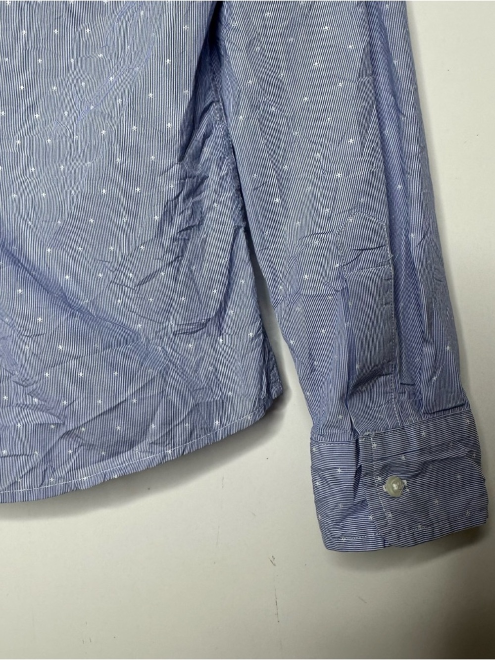 Frank & Eileen “Barry” Light Blue Stripe Star Patterned Button-Up Shirt Small - Picture 7 of 9